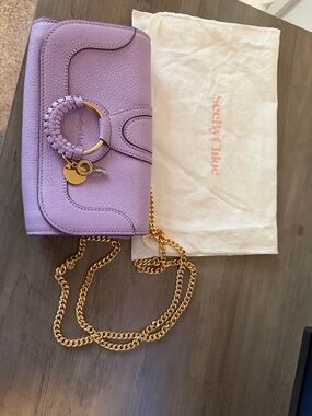 See By Chloe Lilac Leather Crossbody Bag with Gold Chain
